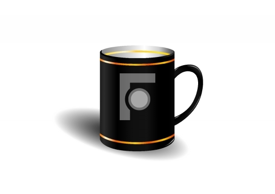black coffee cup with golden lines