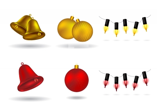 Christmas Design Elements - bells, balls, and lights vector
