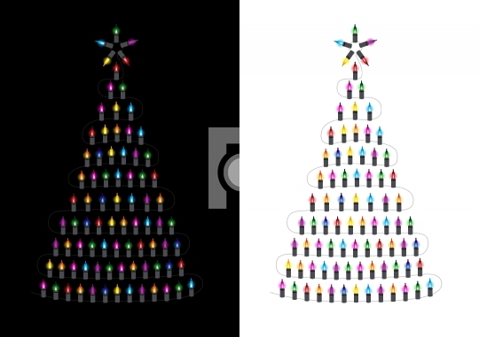 Christmas Tree made from glowing lights - Vector illustration
