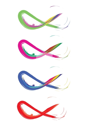 Colorful infinity sign in brush strokes - vector illustration