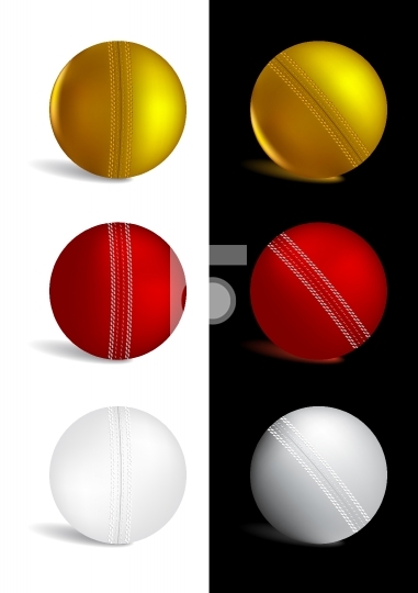 Cricket Ball in gold, red and white colors