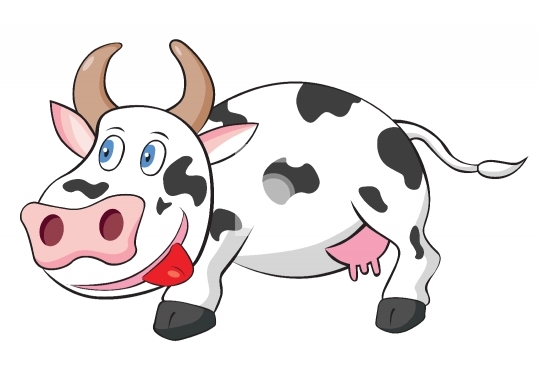 Cute Cow Cartoon Vector Illustration