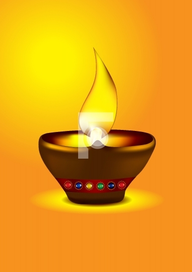 Diwali Diya - Oil lamp vector illustration