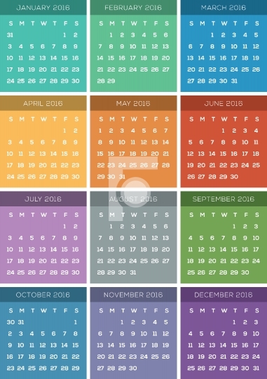 Free Vector - Print Ready 2016 Calendar A4 Size Vector