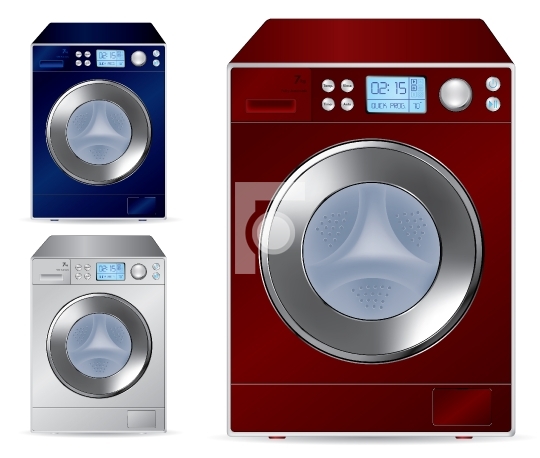 Fully automatic front loading washing machine - vector illustrat