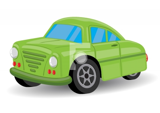 Green Retro / Vintage Car Cartoon - Vector Illustration