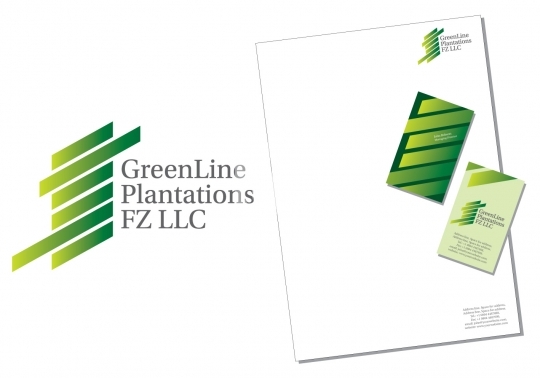 Greenline logo with business cards and letterhead EPS8 Format