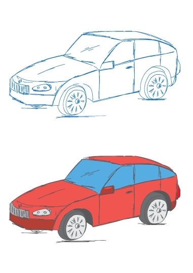 Hand Drawn Car Vehicle Scribble Sketch Vector Illustration 