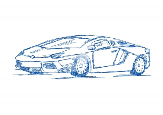 Hand Drawn Fast Sports Car Scribble Sketch Vector