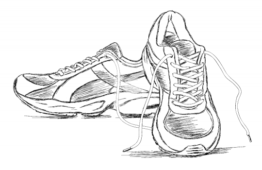 Handmade Sneakers Sports Shoe Vector Sketch Illustration