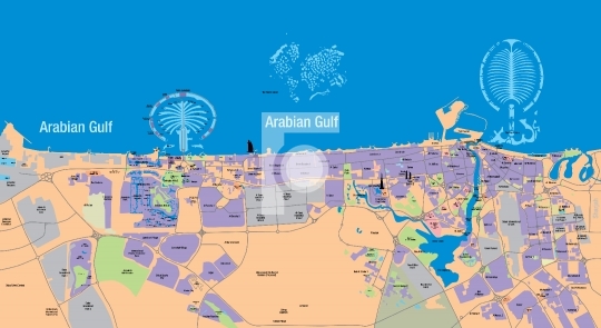 High Resolution Editable Dubai Map - Vector illustration in EPS 