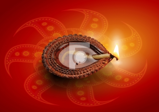 Hindu Festival Diwali Clay Lamp Diya Vector Illustration