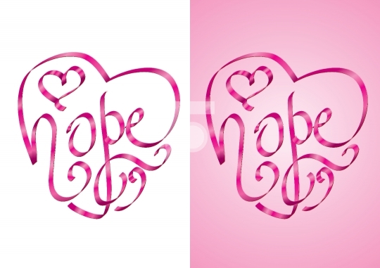 Hope - Heart shape calligraphy with ribbon