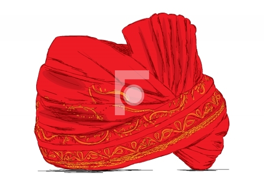 Indian Headgear Turban used in Marriages - Vector Illustration