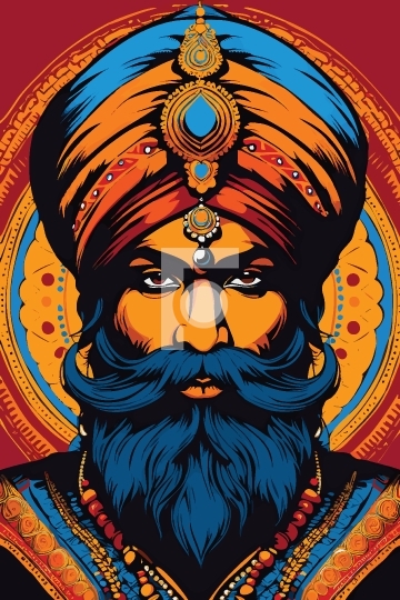 Indian Punjabi Sikh Man with Turban Free Vector Illustration