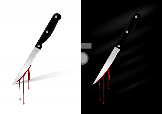 Kitchen knife with blood - vector illustration