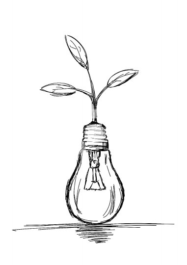 Light Bulb with A Plant Growing - Vector Illustration