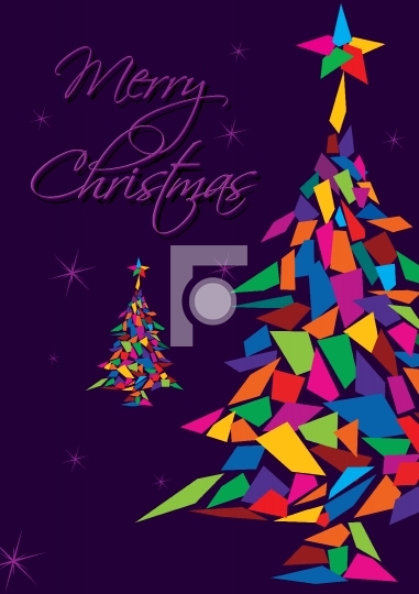 Merry Christmas Greeting Card with colorful abstract christmas t