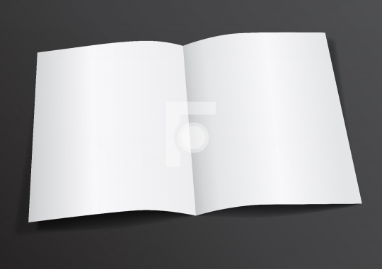 Open White Blank Folded A4-A5 Flyer for Mock up - Vector Illustr