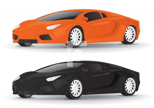 Orange Black Sports Car Vector Illustration
