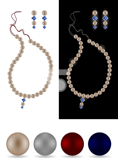 Pearl necklace, earrings and four separate pearls