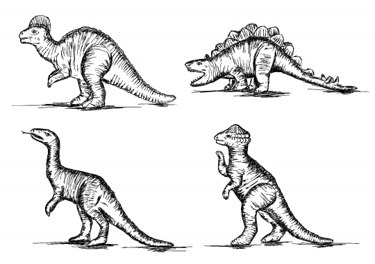 Prehistoric Jurassic Dinosaurs Sketch Vector Stock