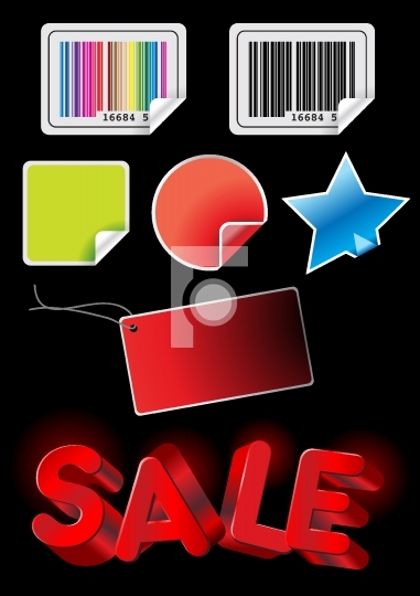 Price tag, sale, stickers barcode vector illustration
