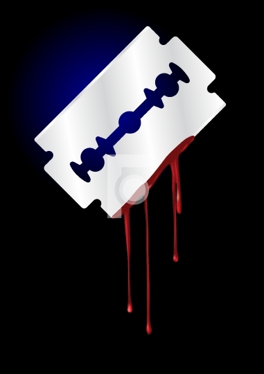 Razor Blade with Blood - vector illustration