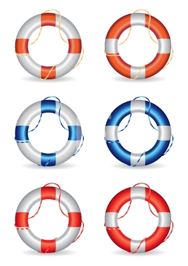 Set of 6 lifebuoy vector illustrations
