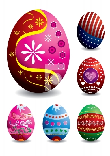 Set of 6 vector easter eggs