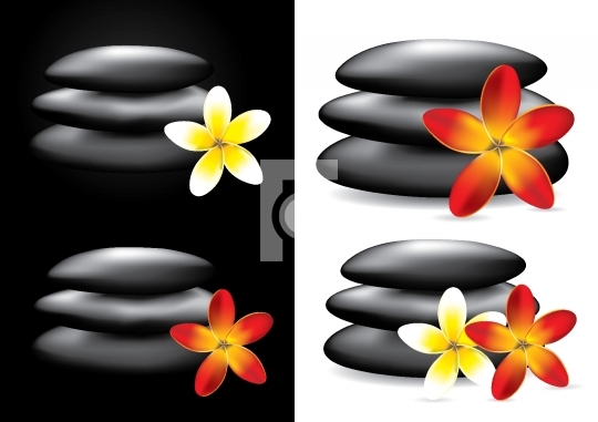 Spa hot stones and flower, zen concept - vector illustration