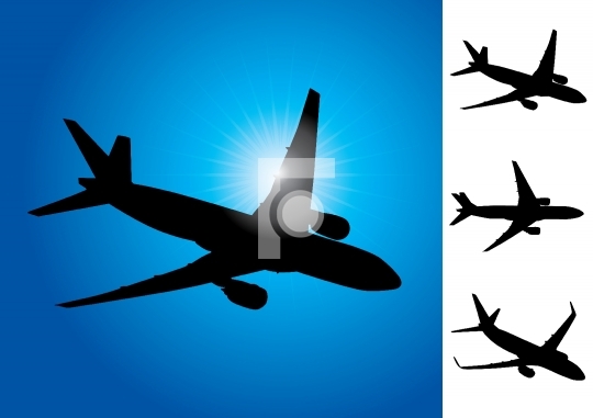 Three airplanes vector illustration