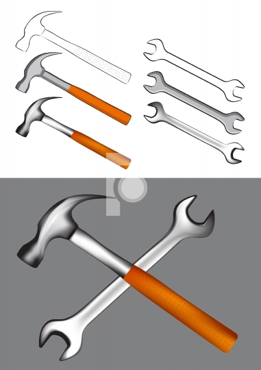 Vector tools illustration - Hammer and Spanner