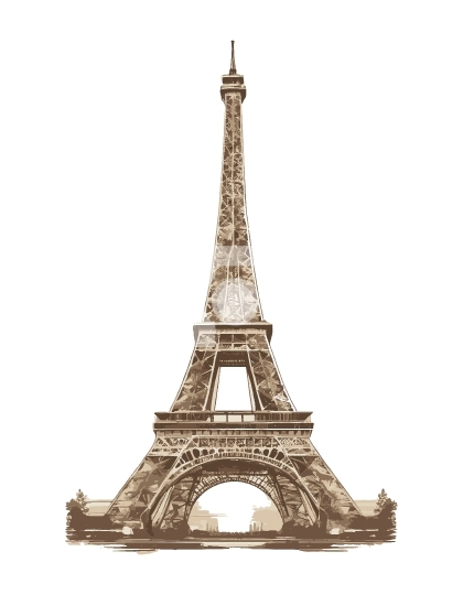 Vintage Look Eiffel Tower Free Vector Illustration - AI Generati