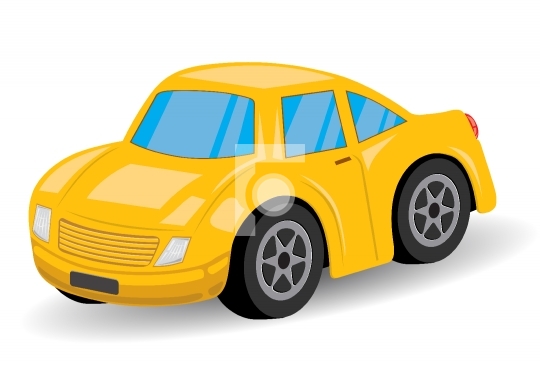 Yellow Sports Car Cartoon - Vector Illustration