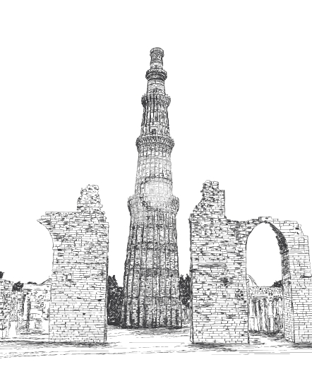 Qutab minar 2 Ink drawing by Syed Akheel | Artfinder-saigonsouth.com.vn