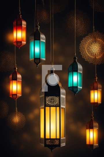 Beautiful Colourful Islamic Moroccan Lamps for Ramadan - AI Gene