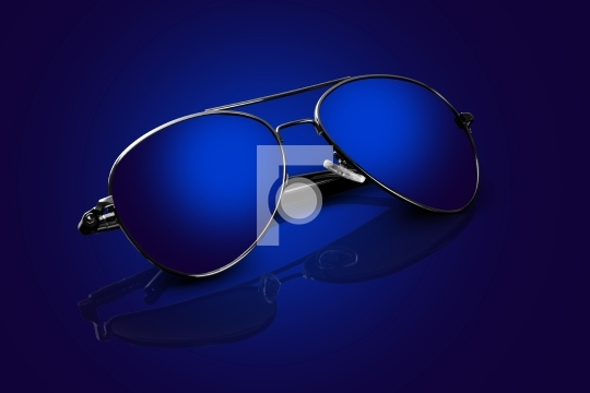 Blue Aviator Sunglasses with Reflections