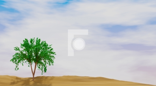 Free Photo Tree in the Desert - 3D illustration
