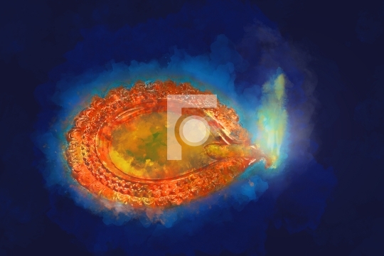 Hindu Festival Diwali Light Diya Digital Painting