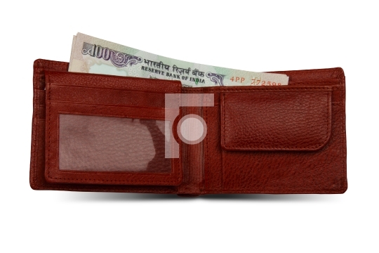 Indian 100 Rupee Currency Notes and Wallet 