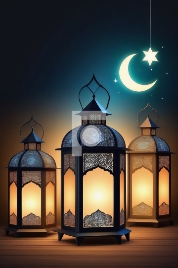 Islamic Moroccan Lamps for Ramadan Free Photo - AI Generated Ima
