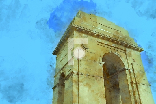 Painting of War Memorial India Gate, New Delhi, India