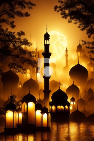 Ramadan Concept Mosque Free Photo - AI Generated Image