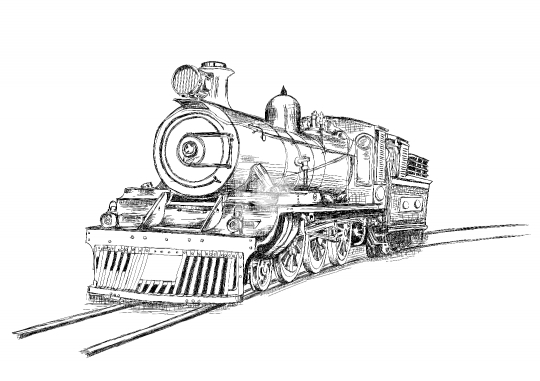 Retro Stream Locomotive Train Railway Engine Vector Illustration