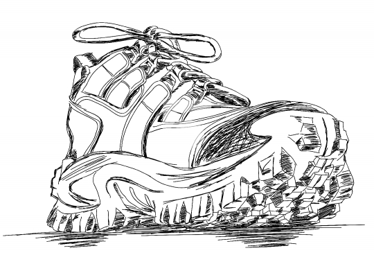 Tough Trekking Shoes Vector Doodle Illustration